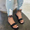 European and American bandage sandals women's independent station Amazon new toe sandals women's large flat bottom square head sandals