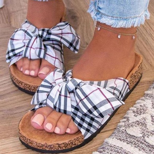 2021 European and American foreign trade large bow summer sandals word women's shoes thick soled SANDALS BEACH shoes wholesale