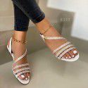 Summer 2021 new wish Middle East foreign trade Africa flat bottom Rhinestone Roman sandals women's 35-43 sandals