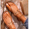 European and American foreign trade large size new autumn flip flops women's express Amazon wear beach metal chain sandals