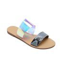 Wholesale 2020 summer new Amazon cross-border transparent European and American sandals colorful one-sided flat bottomed women's slippers