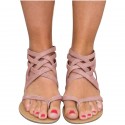 Amazon cross border large flat sandals women's European and American woven clip toe Roman women's sandals hollowed out beach sandals women