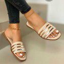 Foreign trade large sandals women's 2022 summer new European and American online Red Amazon cross-border metal diamond slippers women's shoes