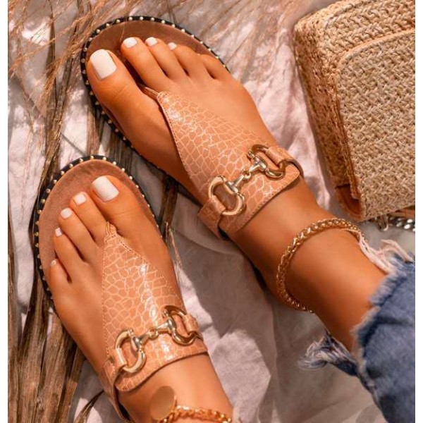 European and American foreign trade large size new autumn flip flops women's express Amazon wear beach metal chain sandals