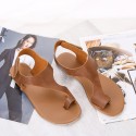 2020 European and American women's sandals foreign trade wish women's sandals Amazon large flat sandals women's Velcro women's shoes