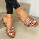 Foreign trade large sandals women's 2022 summer new European and American online Red Amazon cross-border metal diamond slippers women's shoes