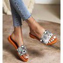 Cross border large flower color matching summer sandals 2022 new European and American women's flat bottomed beach slippers