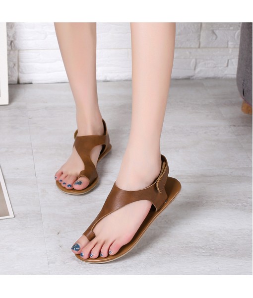 2020 European and American women's sandals foreign trade wish women's sandals Amazon large flat sandals women's Velcro women's shoes