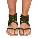 Amazon cross border large flat sandals women's European and American woven clip toe Roman women's sandals hollowed out beach sandals women