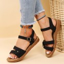 Amazon European and American fish mouth sandals women's large flat bottom elastic belt women's sandals flat bottom strap rubber sandals