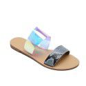 Amazon cross border large size sandals women's 2020 summer metal decorative clip toe flat bottom European and American popular sandals sandals sandals