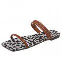 Foreign trade European and American flat bottom sandals female wish cross overseas wear leopard print square head woven belt slippers slippers