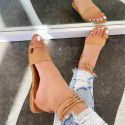 Cross border foreign trade summer new sandals women Amazon 2022 European and American flat bottomed square head toe strap large women's shoes