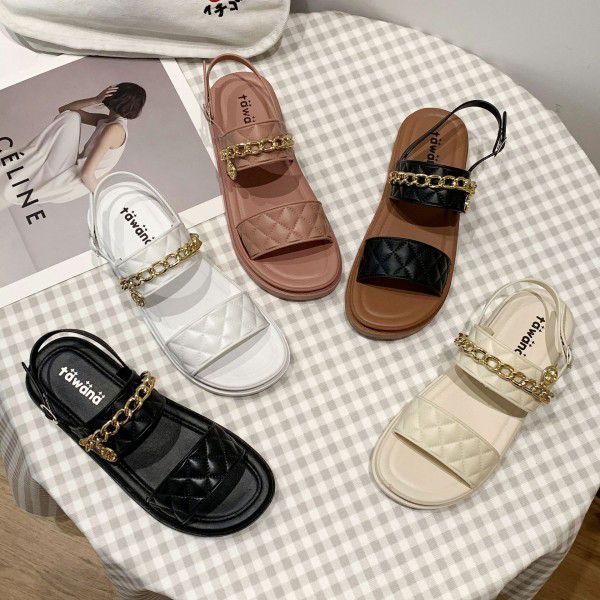 Tawana foreign trade women's shoes popular casual flat bottomed chain wear off-line sandals women's shoes new wholesale in summer