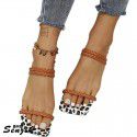 Foreign trade European and American flat bottom sandals female wish cross overseas wear leopard print square head woven belt slippers slippers