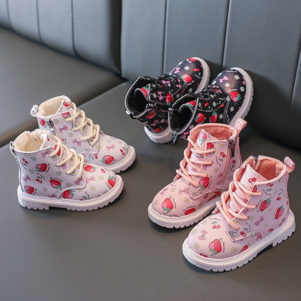 Girls' Martin boots autumn and winter 2020 new little girls' ermin Princess short boots British style children's Plush boots winter