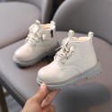 2022 Korean winter children's Plush warm Martin boots side zipper girls' solid color snow boots boys' cotton shoes