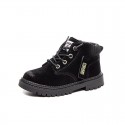 Boys' short boots 2020 winter new children's British style children's leather boots girls' Martin boots and plush cotton shoes