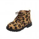 Girls' Martin boots 2021 new children's Princess short boots foreign style leopard print baby leather boots girls' boots winter