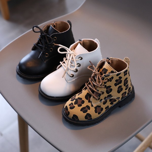 Girls' Martin boots 2021 new children's Princess short boots foreign style leopard print baby leather boots girls' boots winter