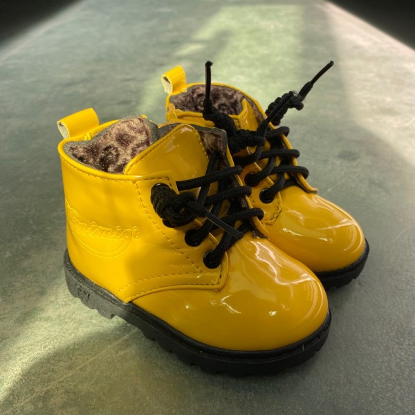 Winter children's two cotton boots little boy Korean version waterproof medium tube cotton boots girls candy color patent leather fashion short boots