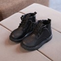 Autumn and winter new children's Martin boots boys' lace up middle tube leather boots girls' simple boots middle children's baby shoes 