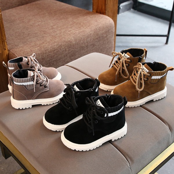 Real picture long term children's shoes children's Martin boots warm thickened boys' Leather Boots short girls' snow boots baby shoes