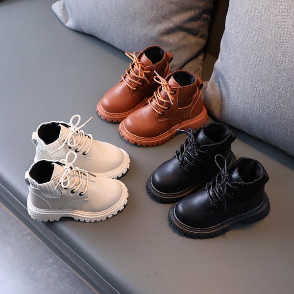 2021 autumn winter boys' short boots bright leather single boots girls' snow boots children's leather boots children's British fashion Martin boots