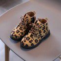Girls' Martin boots 2021 new children's Princess short boots foreign style leopard print baby leather boots girls' boots winter