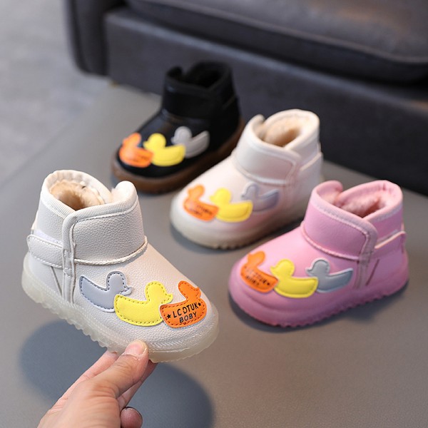 Baby snow boots thickened waterproof soft bottom anti slip 1-5-year-old children's cotton shoes cartoon pattern Plush warm shoes 2