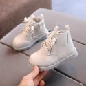 2022 autumn and winter new children's Martin boots solid color British style boys' Leather Boots girls' fashion short boots