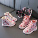 Er Mian warm female baby British leather boots 2021 autumn and winter new girl Martin boots lovely strawberry short boots