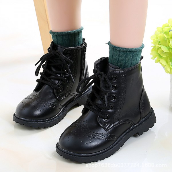 Children's shoes short boots spring and autumn new single boots girls' Martin boots boys' middle-aged and older children's leisure winter Plush warm style