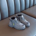 Boys' short boots 2020 winter new children's British style children's leather boots girls' Martin boots and plush cotton shoes