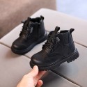 2022 autumn and winter new children's Martin boots solid color British style boys' Leather Boots girls' fashion short boots