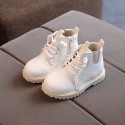 Autumn and winter new children's Martin boots boys' lace up middle tube leather boots girls' simple boots middle children's baby shoes 