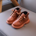 Children's Martin boots 2021 autumn and winter new wool mouth leather short boots boys' short boots girls' English single boots