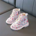 Er Mian warm female baby British leather boots 2021 autumn and winter new girl Martin boots lovely strawberry short boots