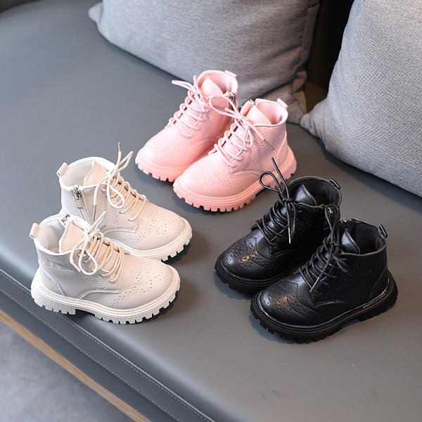New autumn and winter children's Leather Boots Men's and women's leather retro Martin boots middle and small children's simple fashion shoes baby Korean version