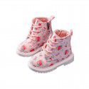 Er Mian warm female baby British leather boots 2021 autumn and winter new girl Martin boots lovely strawberry short boots