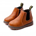 Cross border 2022 spring and autumn children's leather boots boys' casual Martin boots girls' thickened retro fashion children's shoes side zipper 