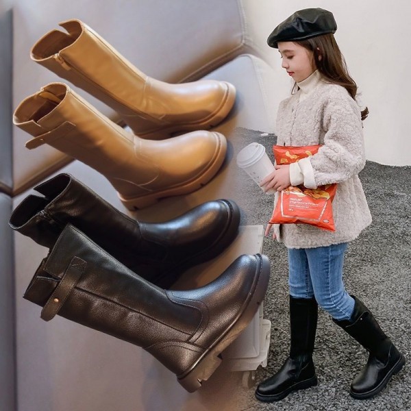 Girls' boots 2021 autumn new Korean fashion Princess boots single boots children's Knight boots waterproof high boots