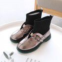 Ermian autumn and winter new Korean fashion girls' Leather Boots children's short boots Martin boots middle tube splicing 2991 