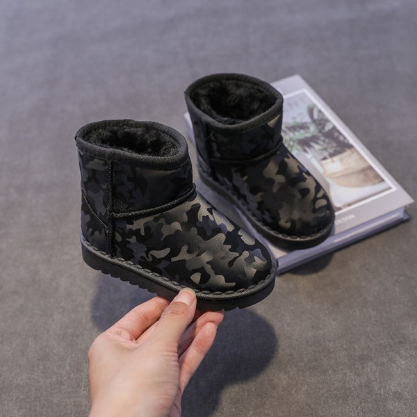 Children's snow boots 2022 new plush thickened waterproof and non slip winter camouflage Boots Men's and women's middle and large children's cotton boots