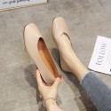 2020 new flat sole single shoes women's autumn Korean version fashion shallow mouth square head one foot pedal retro flat heel grandma shoes women