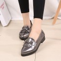 2019 winter new women's casual single shoes low heel cover foot bow pointed middle mouth rubber PU2