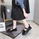 Black leather shoes women's big head shoes women's 2020 new Japanese cute round head soft sister tower flat bottom doll single shoes