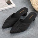 Spring and summer fashion Baotou semi slippers women's new style thick heels wear cool slippers and pointed casual single shoes