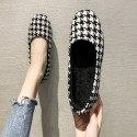 2021 spring and autumn new thousand bird lattice leisure fashion round head women's single shoes comfortable flat bottom Doudou shoes one hair substitute