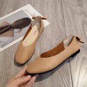 2021 summer new Korean version square head shallow mouth flat sole single shoes women's head versatile soft bottom anti slip small white shoes wholesale